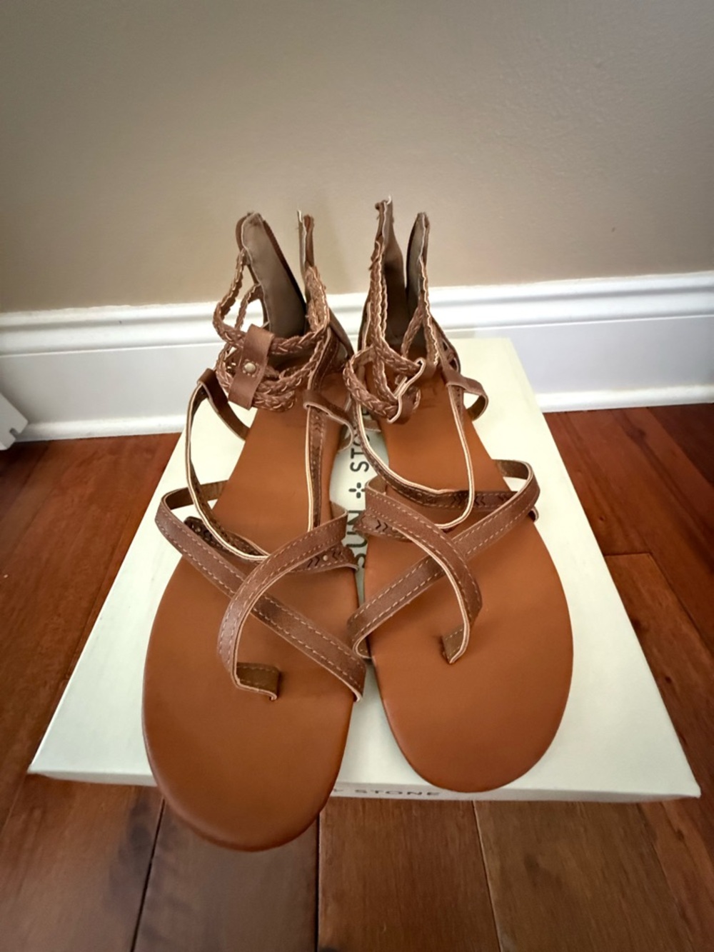 Starla brown Strappy Gladiator Sandals back zipper